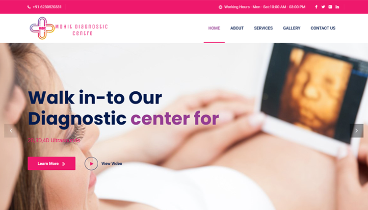 Mohit Diagnostic Center website portfolio preview