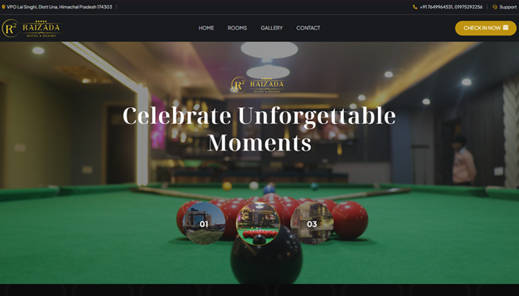 Raizada Resorts  website portfolio preview