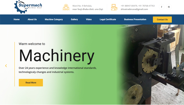 Supermech Machines website portfolio preview