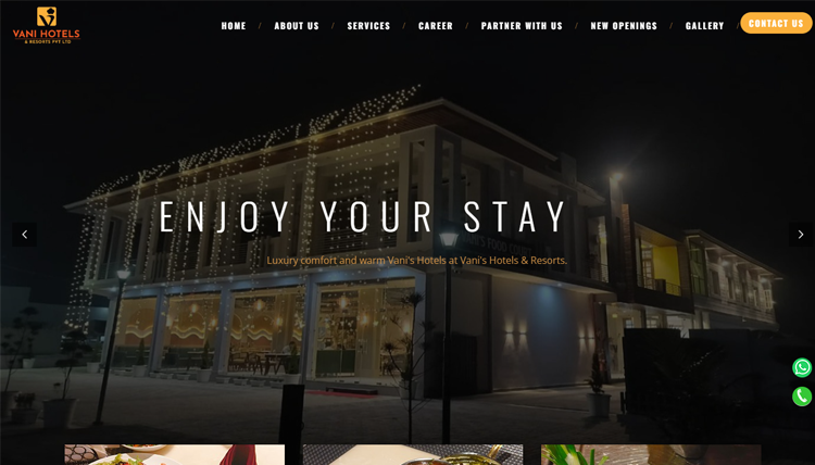 Vani Hotels website portfolio preview
