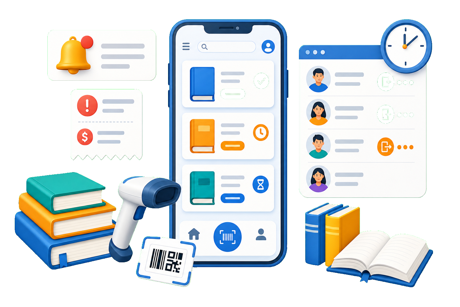 Library software online book availability reminders and attendance management